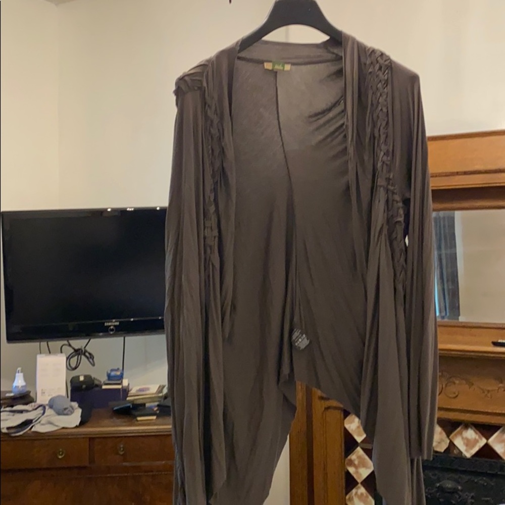 Grey Lightweight Cardigan with Braid Detail